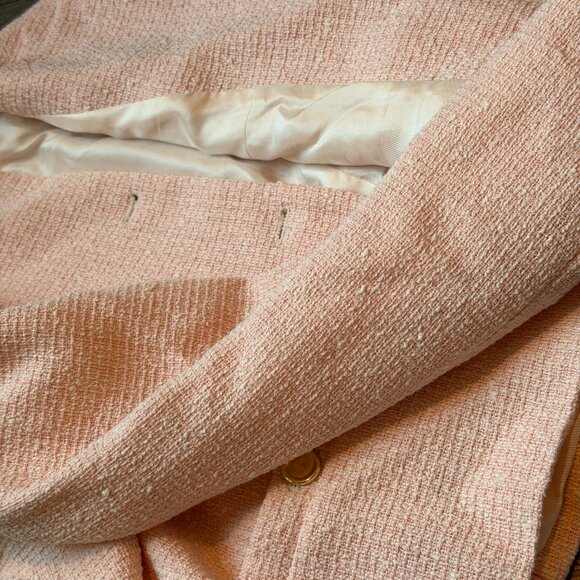 Zara Pink White Tweed Boucle Cropped Blazer - Small - Picture 8 of 12